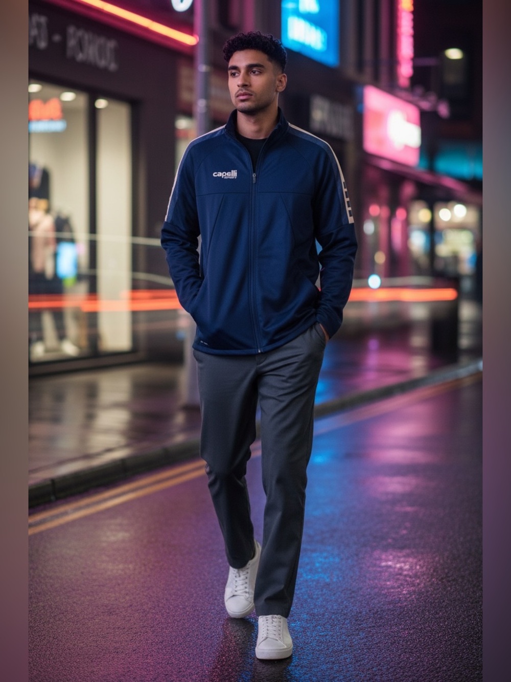 NWT Capelli Sport Navy Zip-Up Track Jacket - Men’s Size Medium